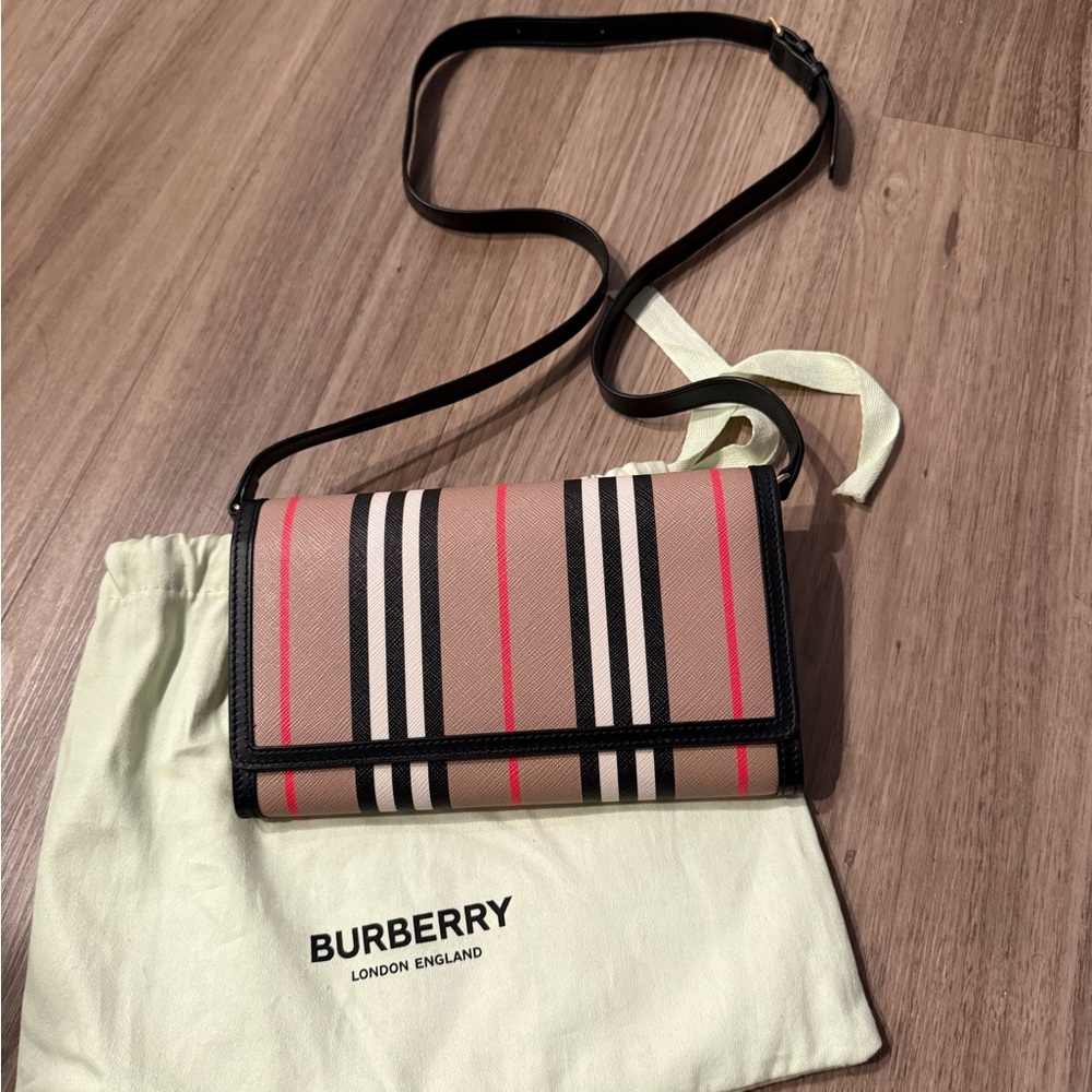 Burberry Beige and Red Crossbody Bag